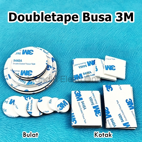 Doubletape Busa 3M Bulat Kotak Busa Foam - Bantalan Kuat Pita Akrilik Perekat Dua Sisi - Double Tape