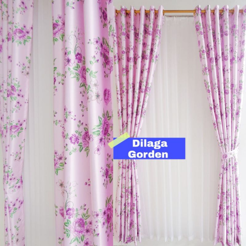 Gorden Blackout Shabby Chic Ungu Muda Mewah Elegan Minimalis