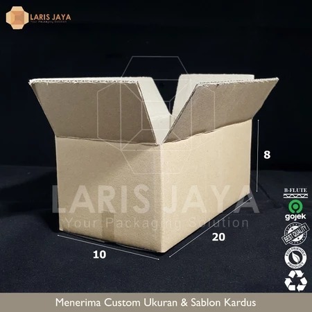

KARDUS 20x10x8 BOX KARTON B-FLUTE POLOS PACKING OLSHOP