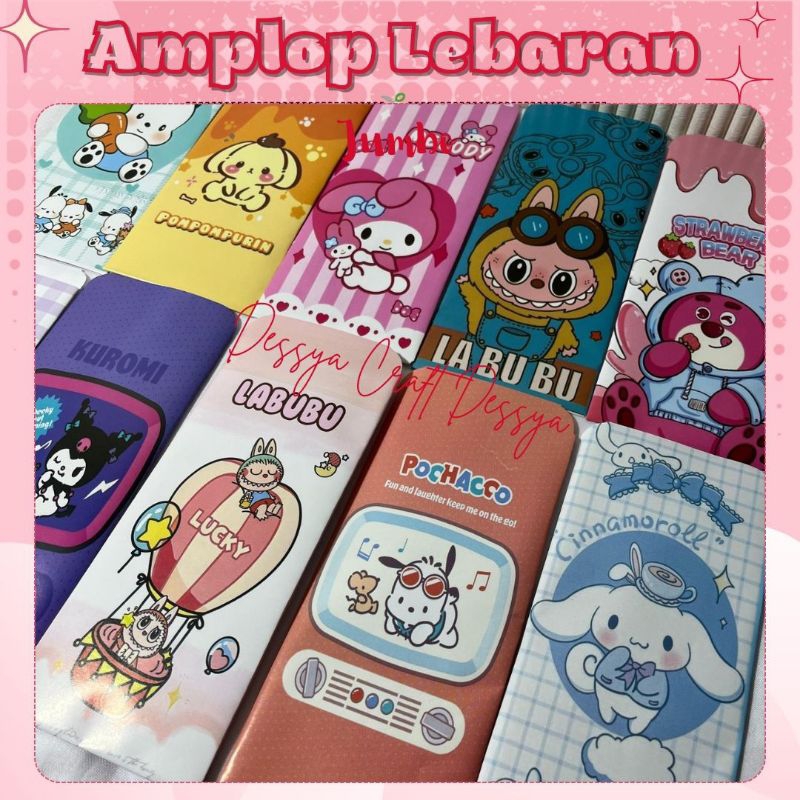 

ISI 10 - AMPLOP LEBARAN JUMBO VIRAL - LABUBU & KUROMI - AMPLOP MUSLIM