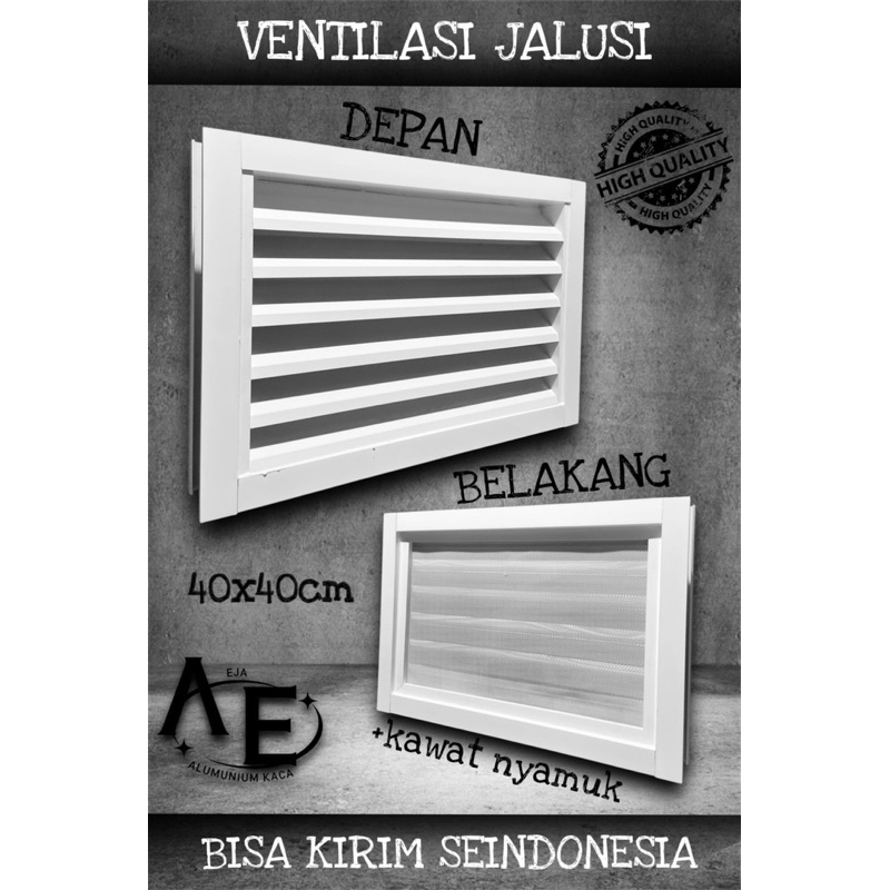 VENTILASI UDARA ALUMUNIUM JALUSI 40x40cm (bisa custom ukuran)