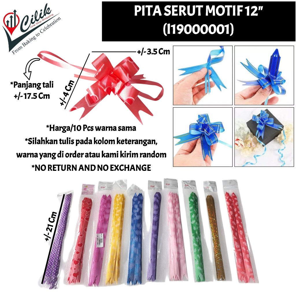 pita+tarik+serut+ribbon+pull+ukuran+kecil+sedang+besar+SML+motif+polos+ikat+tie+aksesoris+dekorasi+k