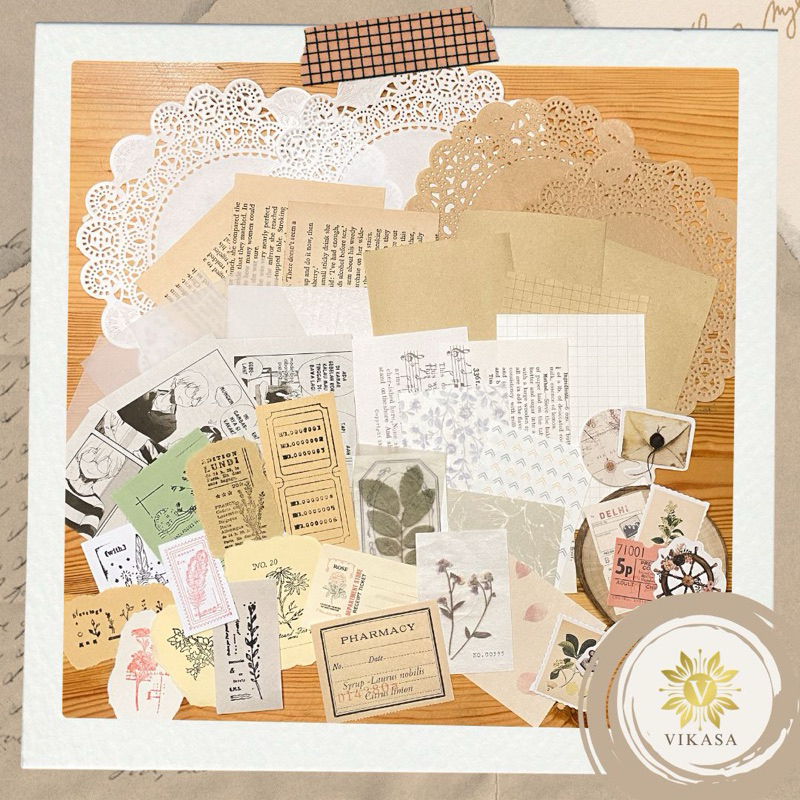 

45+ Pcs Mini Vintage Journal Kit (MURAH!) // Scrapbook Bullet Journal Kit // Planner Kit