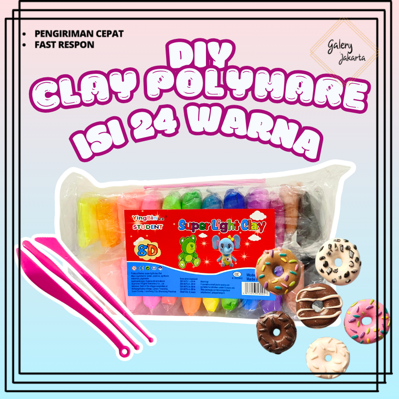 Galeryjak 24Pcs Warna Mainan Clay Polymerr Mainan Anak Slime Edukasi Dough Colour Play