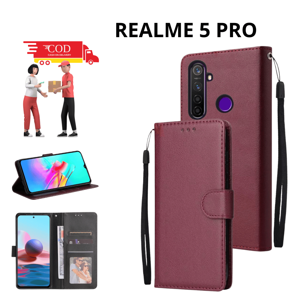 CASE HP REALME 5 PRO CASING DOMPET FLIP CASE WALLET FLIP LEATHER CASE PREMIUM CASING HP