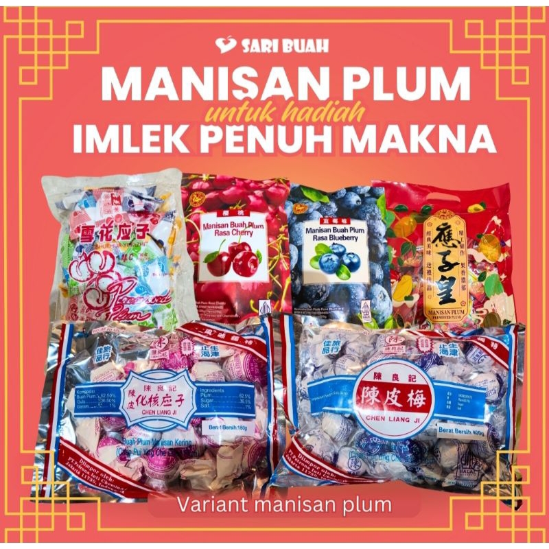 

830706 CLJ Seedles Chan Pui Ying Che Dried Plum 400gr, Permen Imlek, Snack Imlek Permen Plum Tanpa Biji, Plum Tanpa Biji