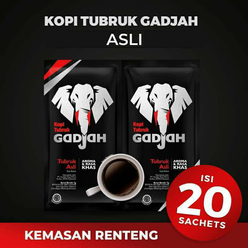 

Kopi Tubruk Gadjah Asli Renteng, 6gram x 20pcs