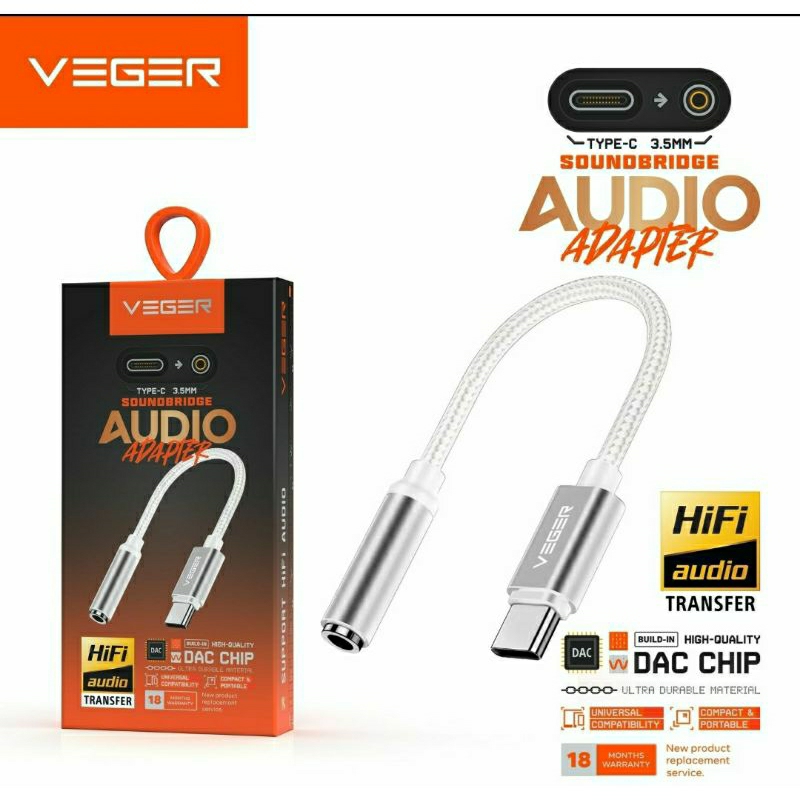 Adapter/Converter Jack Aux Headset ORI VEGER TYPE-C High Quality