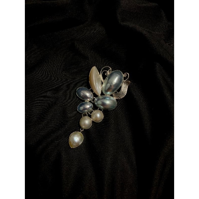 Bros Mutiara Air Laut Asli, Mutiara Air Laut Barok, Kulit Kerang, Rangka Perak 925