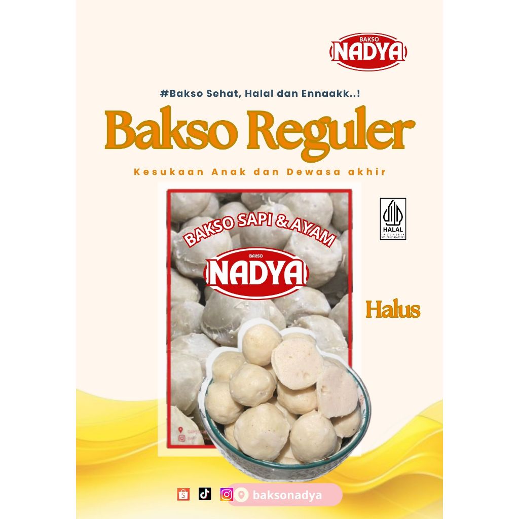 

Bakso daging Sapi dan Ayam varian Halus Nadya HALAL BPOM Reguler Halus