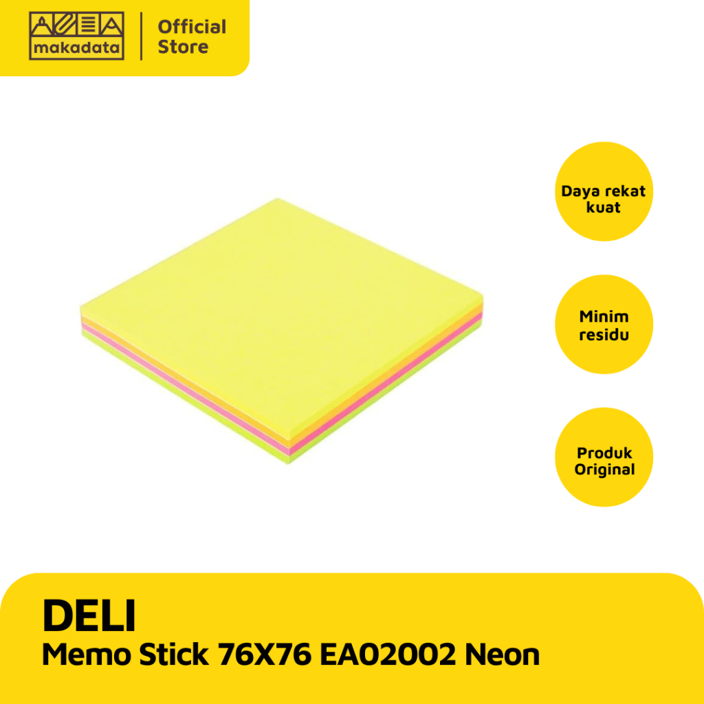 

MEMO STICK / STICKY NOTE DELI 76 X 76 EA02002 NEON (1 PCS) MURAH