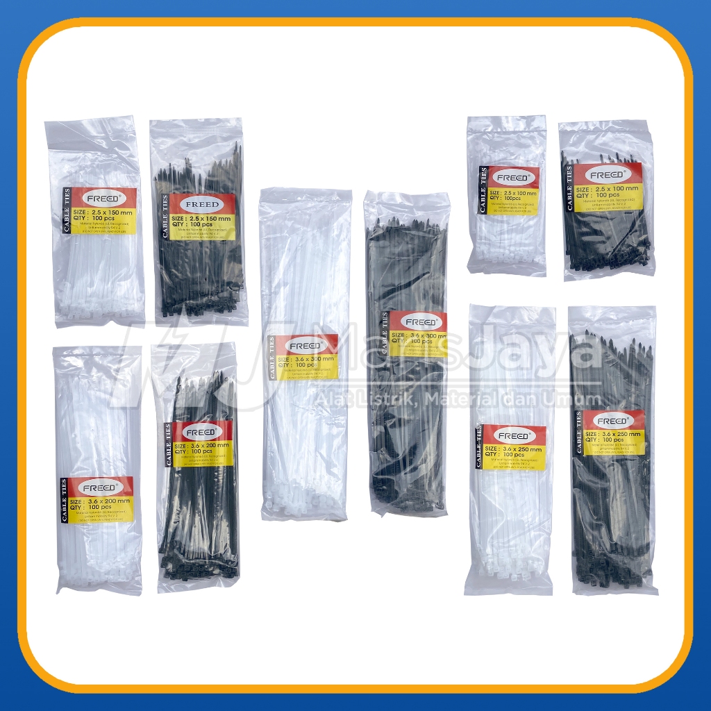 

Kabel Ties FREED 100mm, 150mm, 200mm, 250mm, 300mm (Hitam/Putih)
