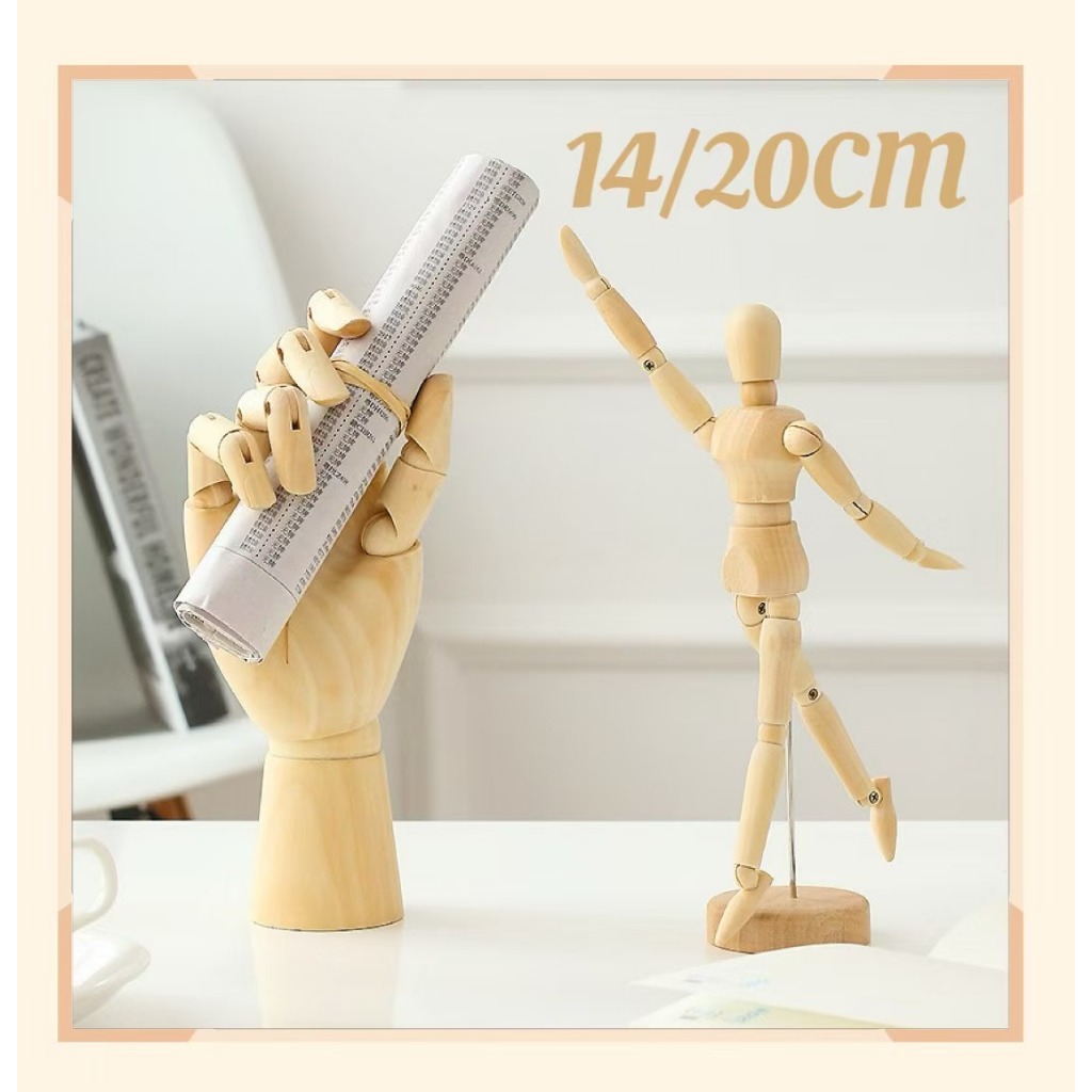 14/20cm Manekin Kayu Full Body Adjustable Manekin Kayu Mini Kayu Manekin Dekorasi Rumah Estetik Mini