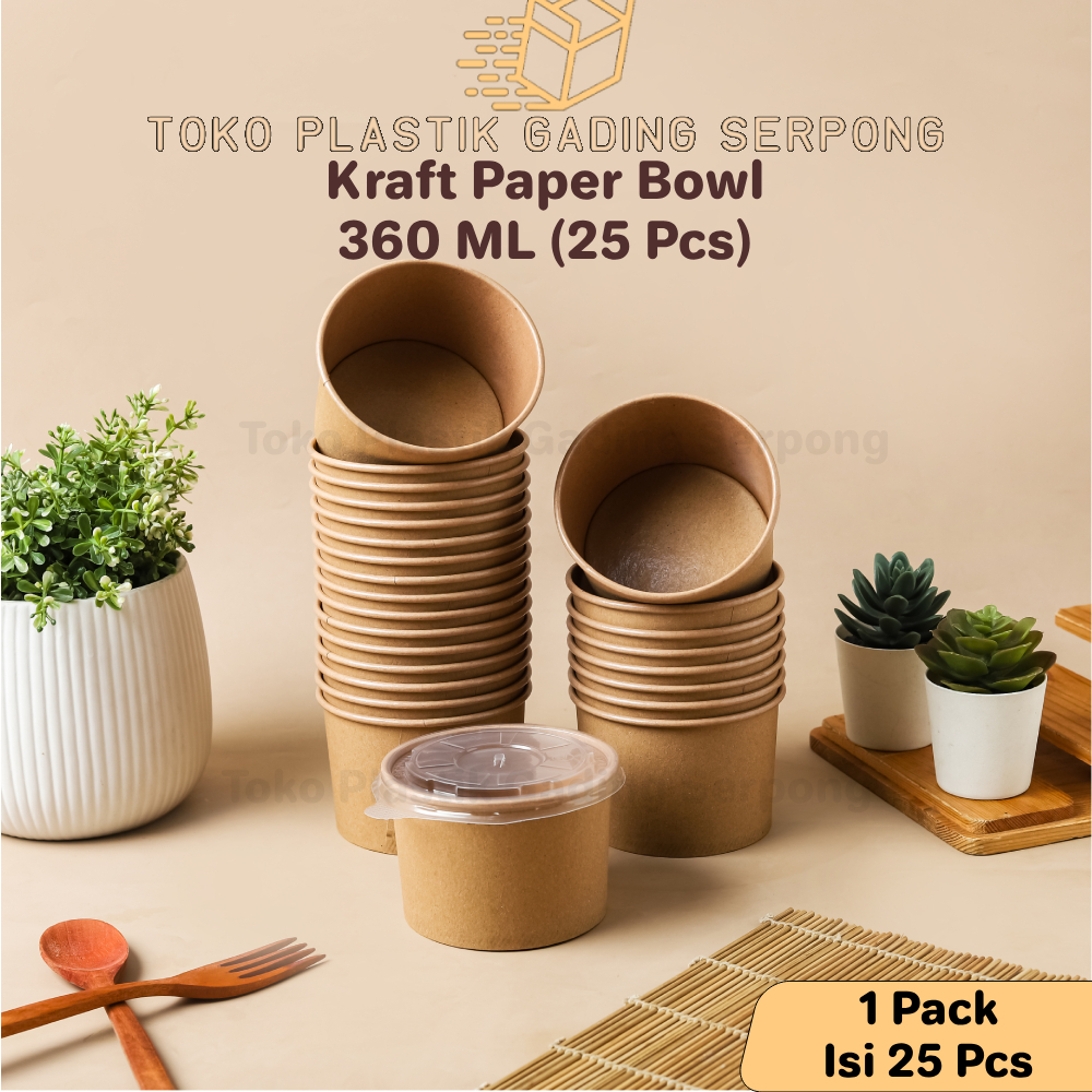 Paper Bowl Kraft 360 ml / Rice Bowl Paper 360 ml / Mangkok Kertas Coklat 360 ML
