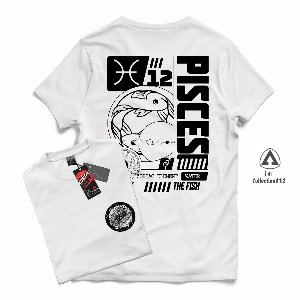 T-shirt Zodiak "Pisces Logo" - Kaos Zodiak/Baju Zodiak/Kaos Horoskop/Kaos Bintang/Kaos Pisces