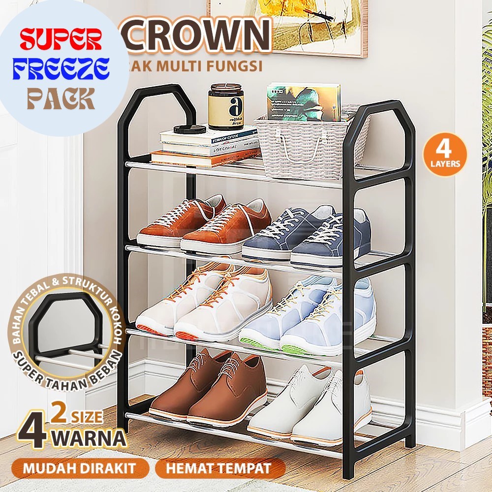 Rak Sepatu Crown Sandal Multifungsi 4 dan 5 Tingkat Tempat Sepatu Portable Minimalis