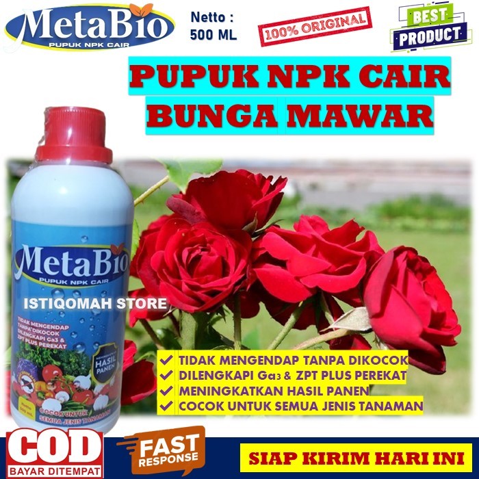 METABIO 500ML Pupuk NPK Cair Tanaman Perangsang Bunga Mawar, Pupuk Bunga Mawar, Pupuk Khusus Bunga M
