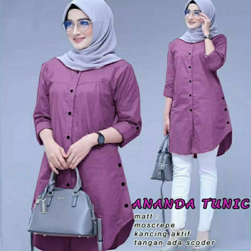 Ananda Tunic Kemeja Mysore Polos Wanita