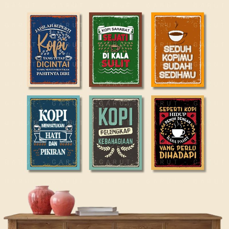 Poster kayu mdf hiasan dinding caffe warung kopi quotes