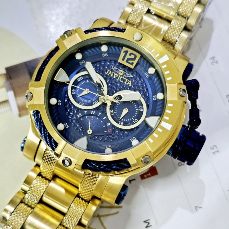 Invicta Bolt Tritnite Original Gold Jam Tangan Pria Free Box Ori