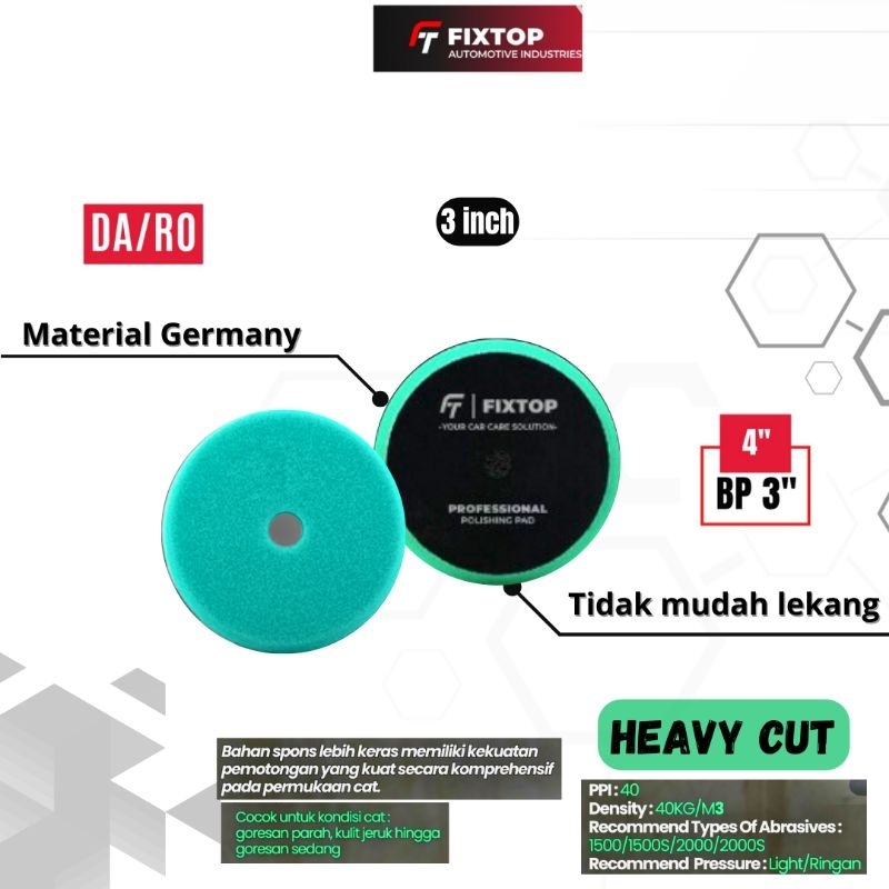 Foam Pad  Busa Mesin Poles Mobil 3inch DA / Rotary Heavy Cut Premium material Germany Menghilangkan 