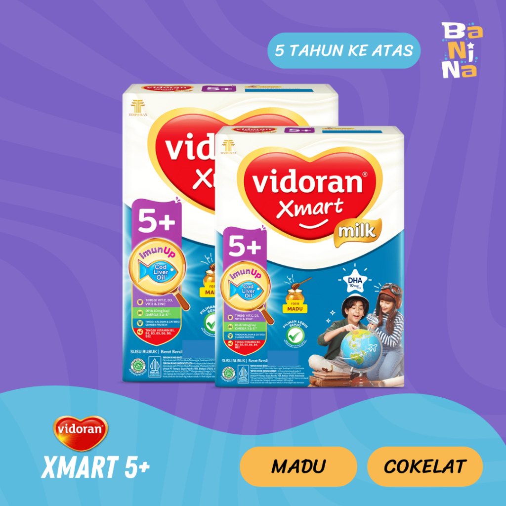 

Vidoran XMart 5+ Rasa Madu, Cokelat 700g Susu Formula Bayi 5 Tahun Lebih