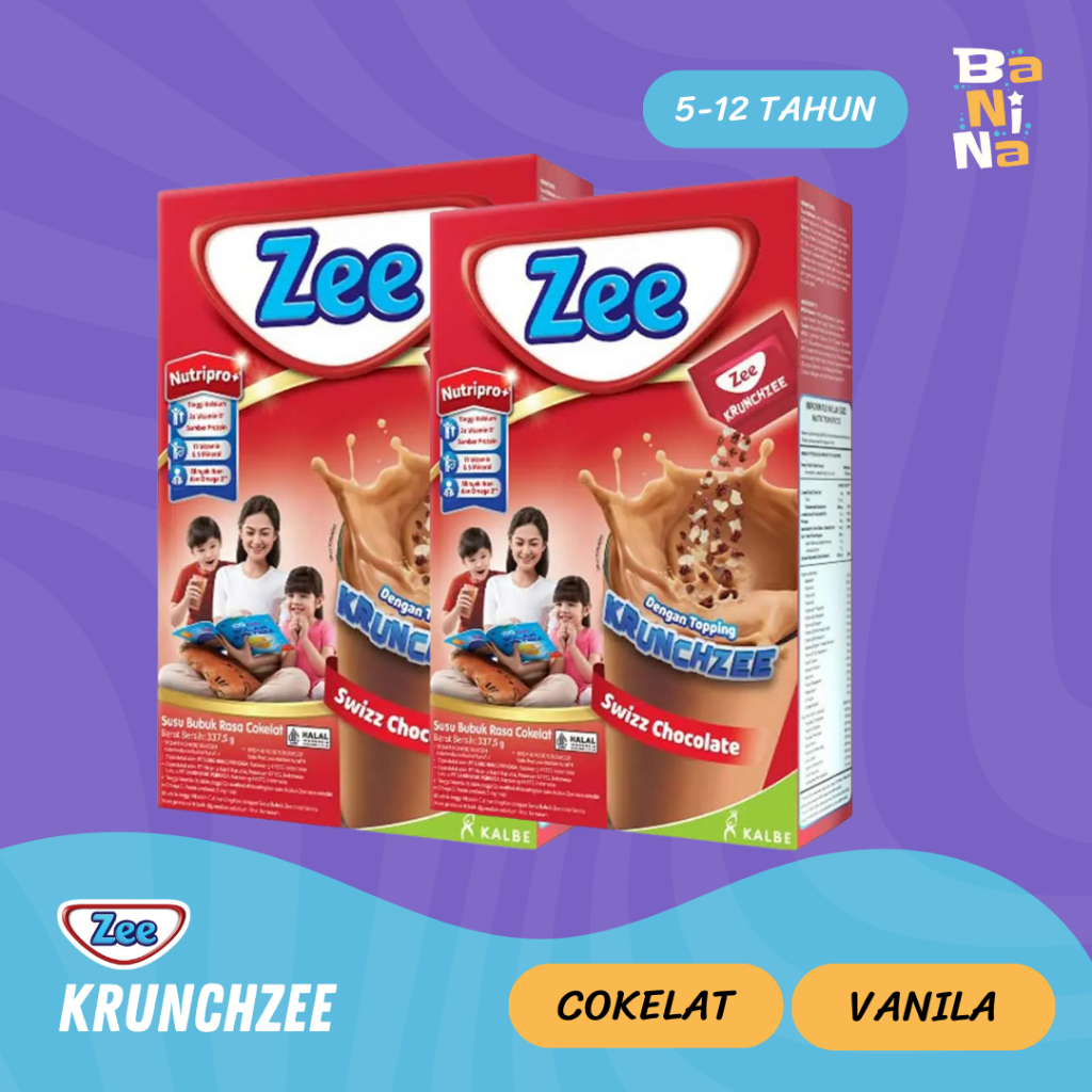 

Zee KrunchZee Swizz Rasa Vanila , Cokelat 340g Susu Formula Bayi 5-12 Tahun