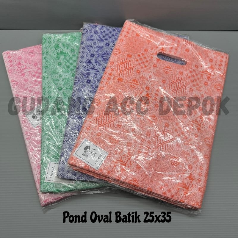 Kantong Plastik Pond Oval Motif Batik Uk 25x35 / Kantong Plastik Packing Online Motif Batik / Bunga