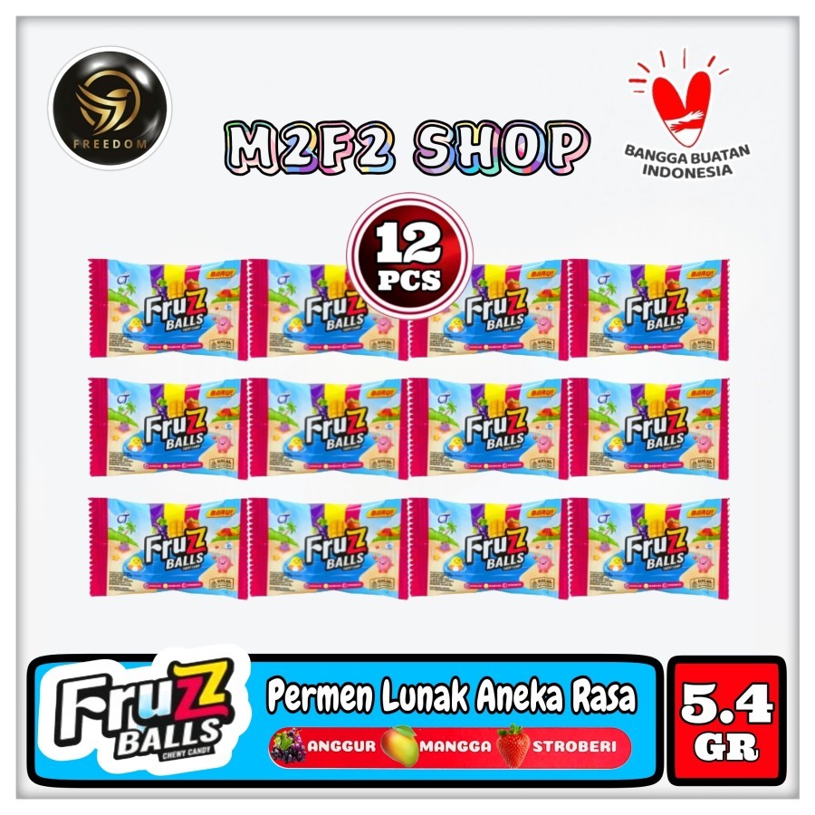 

Fruzz Balls Chewy Candy | Permen Kembang Gula Bola Aneka Rasa Buah Sachet - 5,4 gr (Kemasan 12 Pcs)