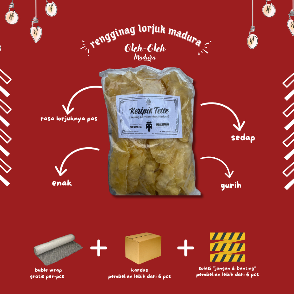 

KERIPIK TETTE / KEPENG MADURA – RENYAH, GURIH, SIAP GORENG GRATIS BUBBLE WRAP