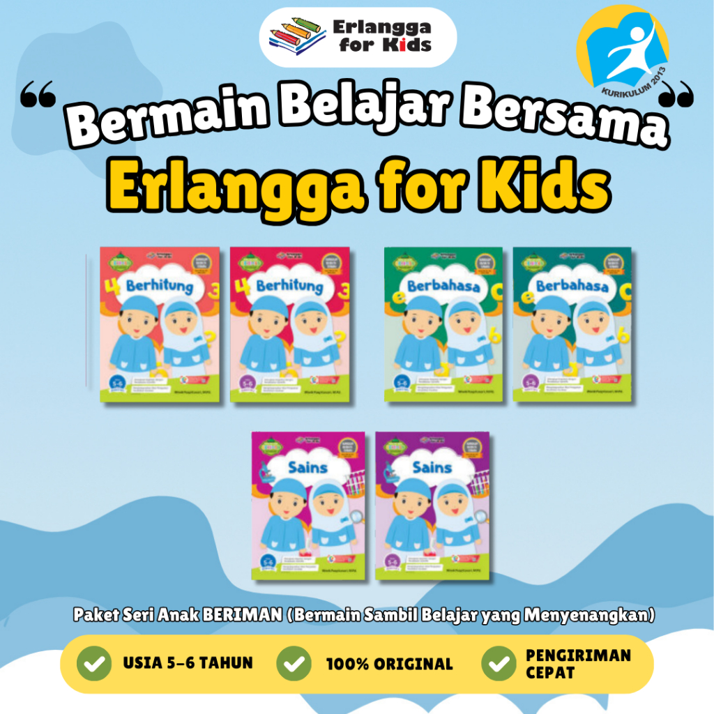 [Erlangga] Buku Paket TK dan PAUD Anak: Seri Anak Bermain 5-6 Tahun - Erlangga For Kids