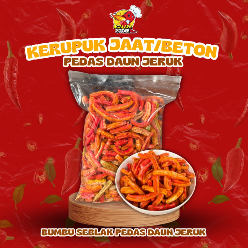 

KERUPUK SEBLAK BETON/KERUPUK JAAT PEDAS DAUN JERUK 250GR/500GR