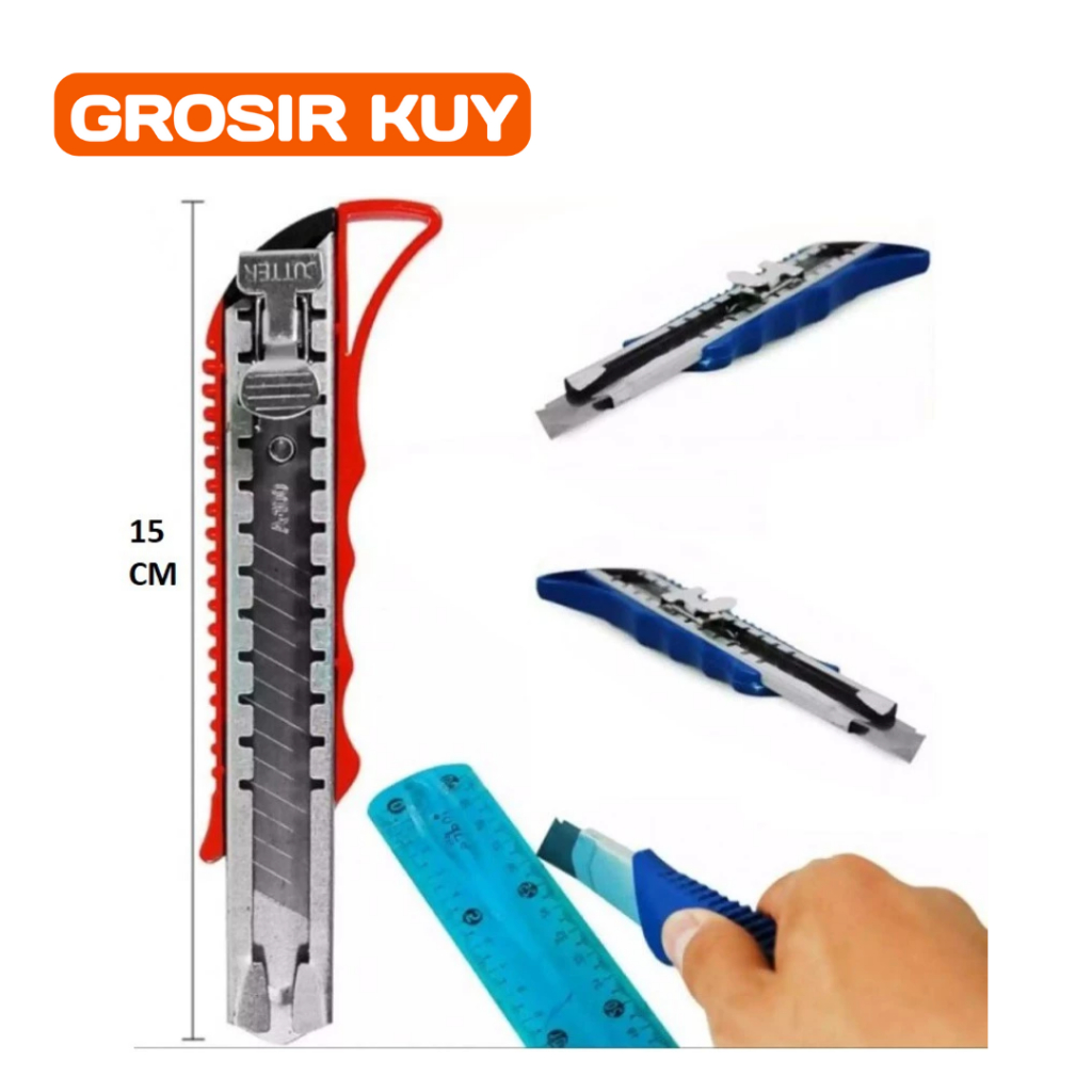 

Pisau Cutter Ukuran Besar FREE Refill 18mm Kater Pemotong Kertas Super Tajam Cuter Alat Potong Kardus Plastik Silet