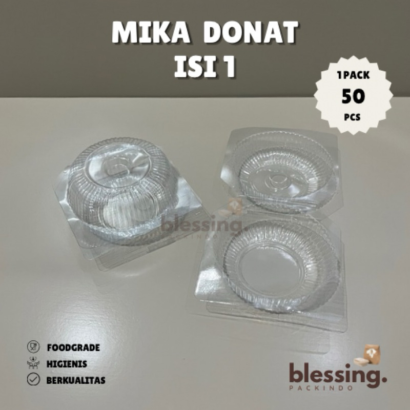 Mika Donat Isi 1 / Mika Donut Transparan / Mika Roti / Mika Kue [50 PCS]
