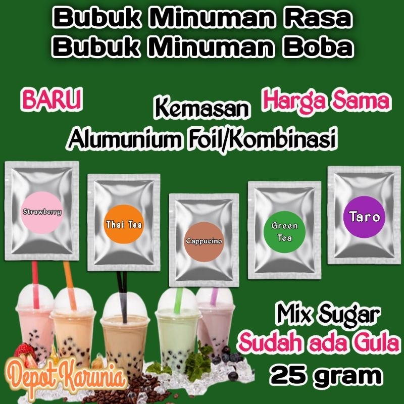 

Bubuk minuman 25gr bubble tea Powder / Minuman Bubuk Kekinian