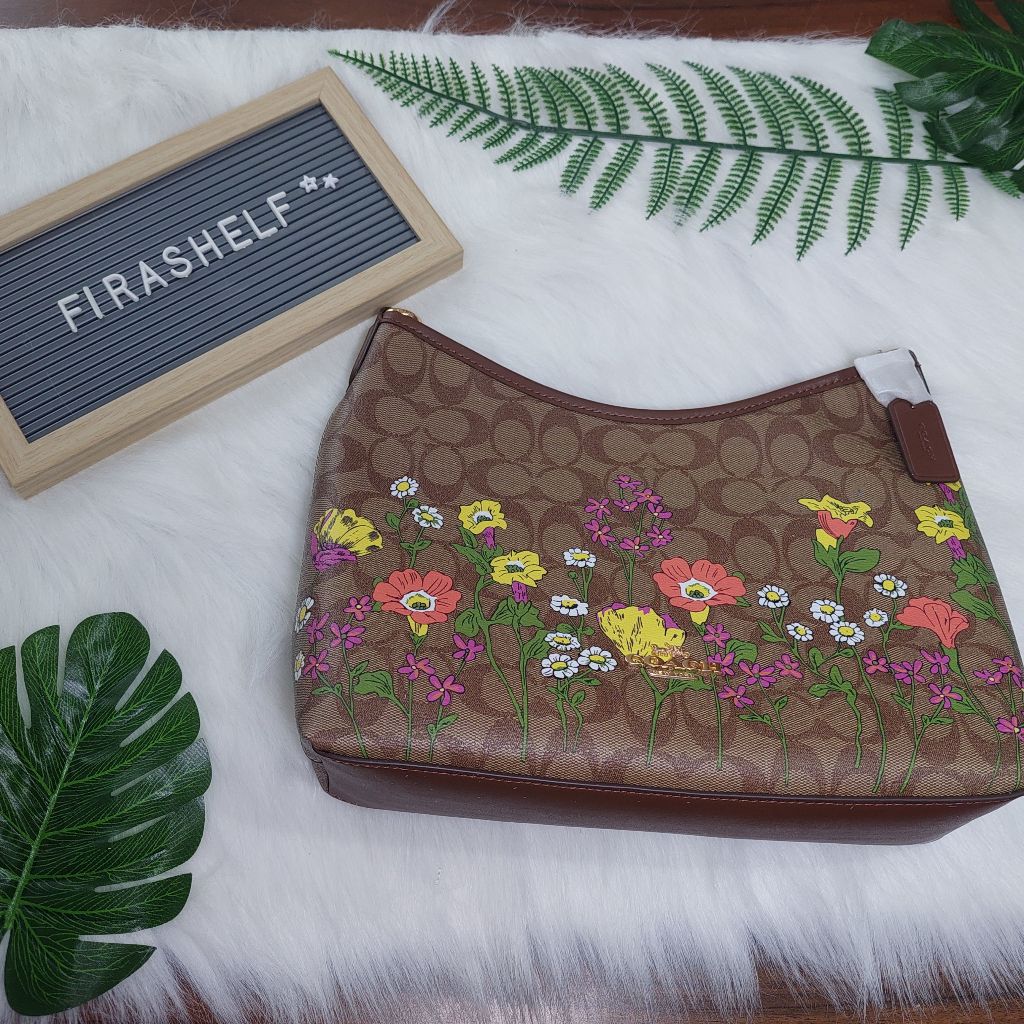coach coc laurel shoulder bag in signature canvas floral printed
