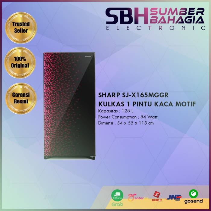 SHARP SJ-X165MGGR KULKAS 1 PINTU KACA BUNGA (NEW)