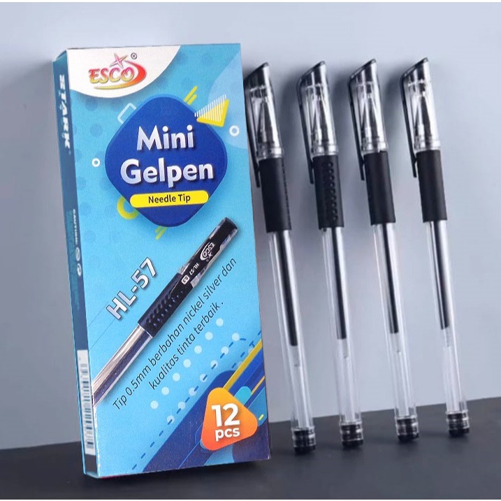 

Pulpen Gel 0.5 MM ESCO Gelpen isi 12 pcs Tinta Hitam