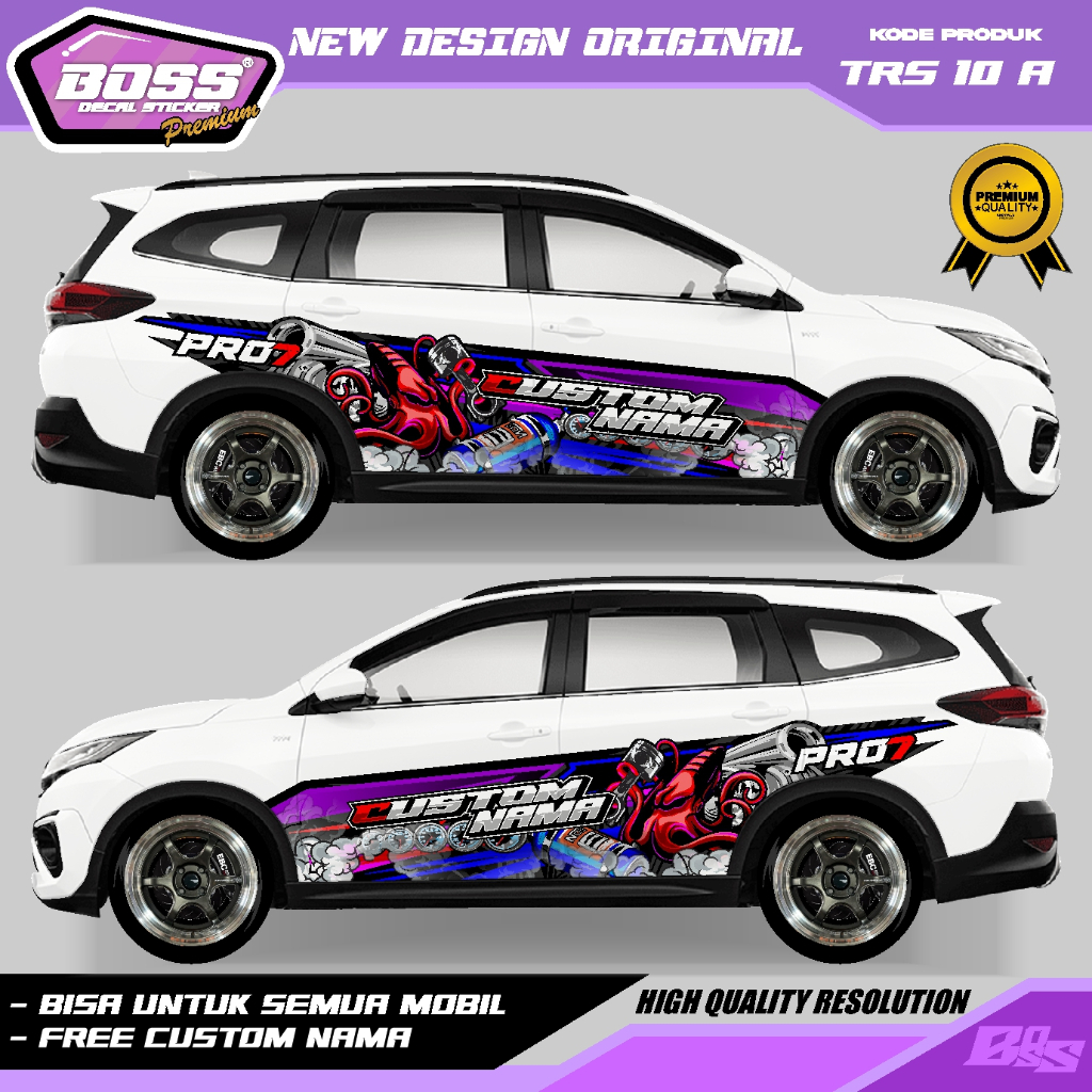 TRS10-STIKER DECAL MOBIL TERIOS RUSH KUDA KIJANG PAJERO-STIKER LIVERY MOBIL XPANDE PANTHER KIJANG