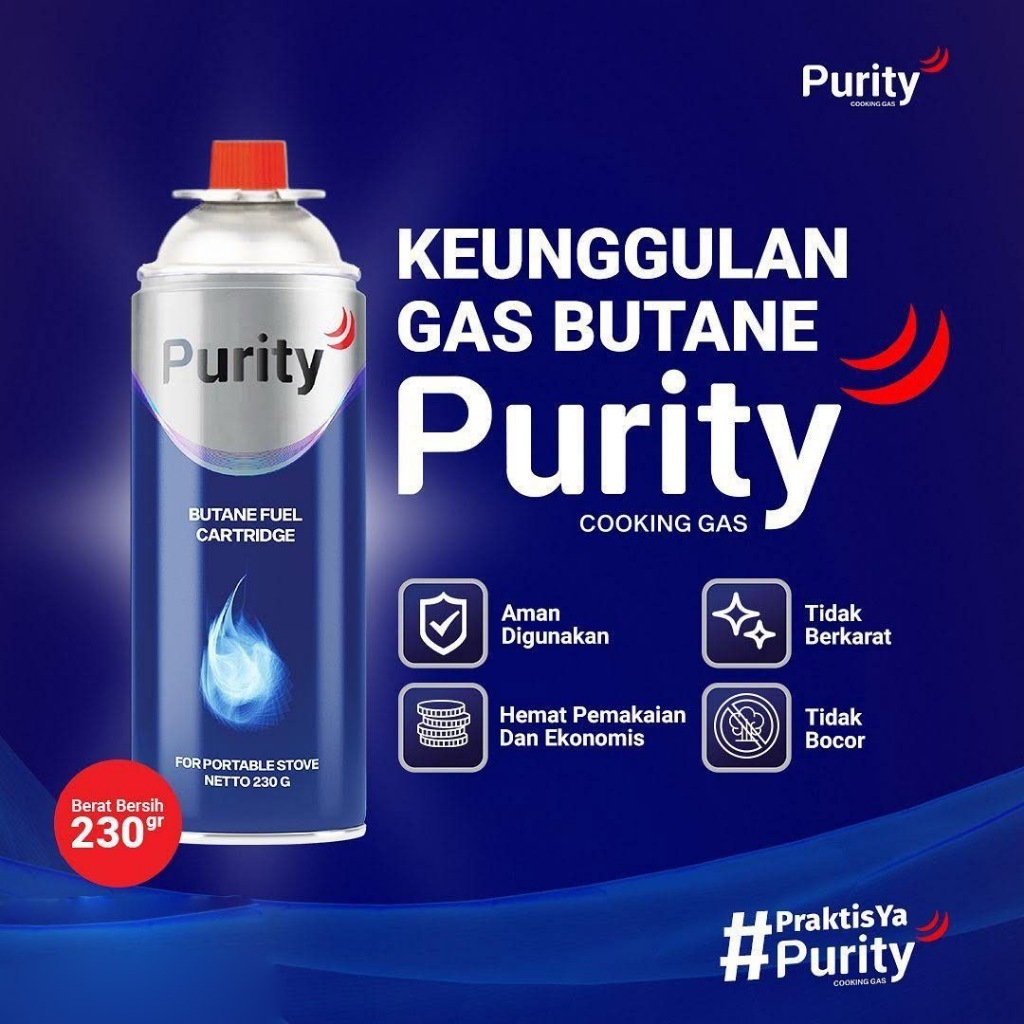 PURITY Gas Portable 230Gr Purity Gas Kompor Portable Cooking Gas 230gr Baru