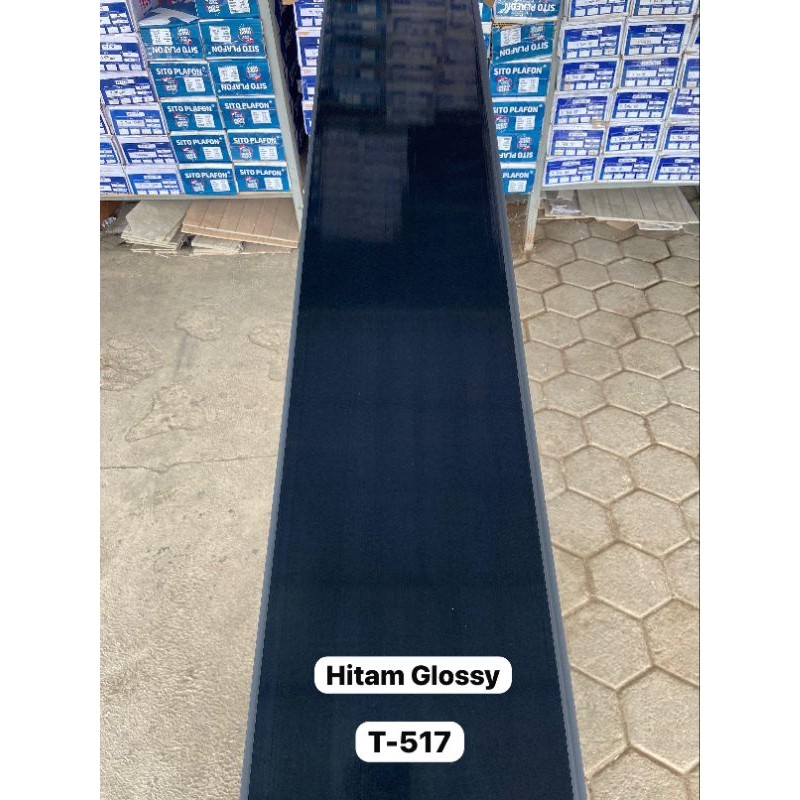 Plafon PVC hitam polos glossy Hoda T-517 Plavon Pvc Warna Hitam Polos