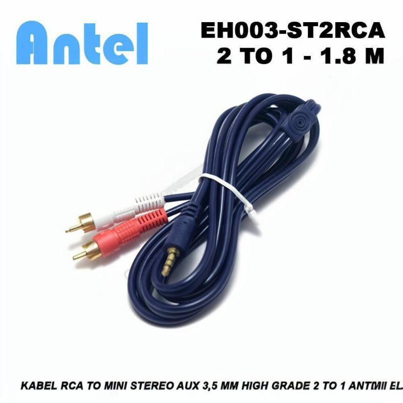 ANTEL KABEL RCA 2 KE 1 KABEL AUX 3,5MM KABEL MINI STEREO 1,8M KABEL HP KE SPEAKER EH0038