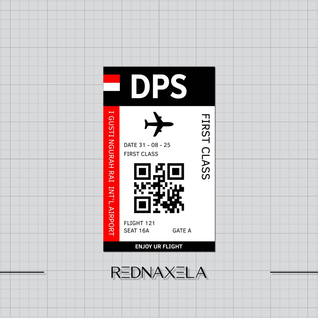 

Stiker Vinyl Airplane Ticket DPS Travel Suitcase Sticker