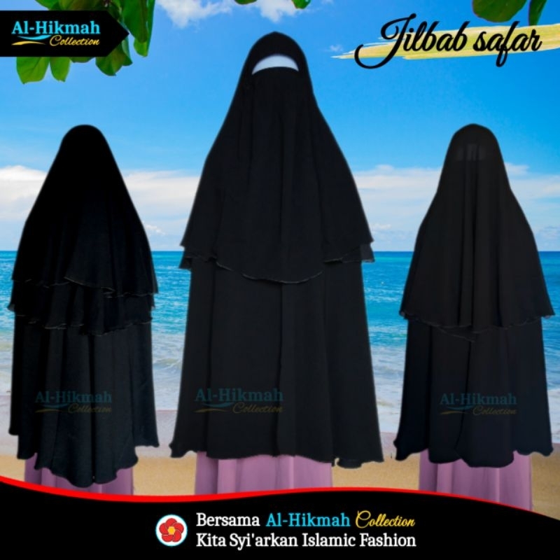 Jilbab Safar Jumbo Al-Hikmah Collection | Cadar Resleting Plus Purdah  | Jilbab Cadar Rits Berpurdah