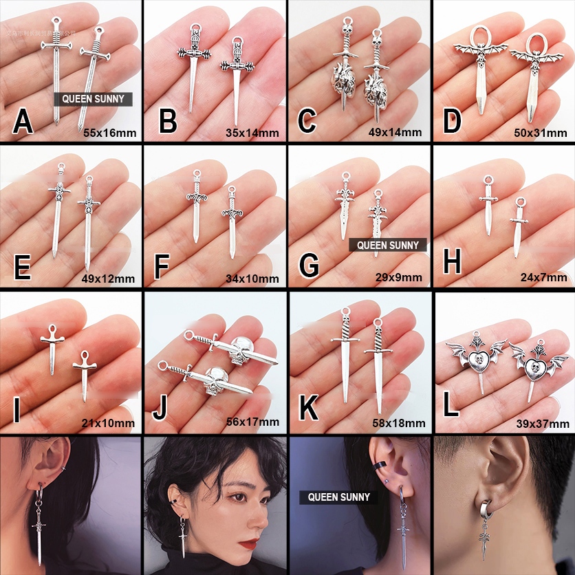 (MINIMUM PEMBELIAN RP 10.000 BISA MIX MODEL) 1pc Charm Pedang Silver Cantik Bandul Liontin Sword Sol