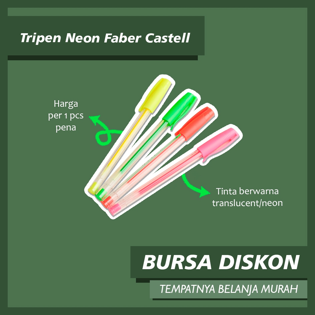 

Tripen Neon Faber Castell Pena Warna Cerah Pulpen Pen Bolpen Ballpoint Gelpen