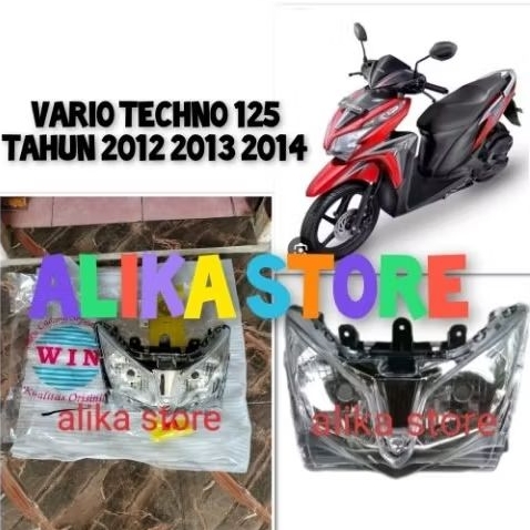 reflektor lampu depan motor honda vario 125 techno old bohlam merk win narita