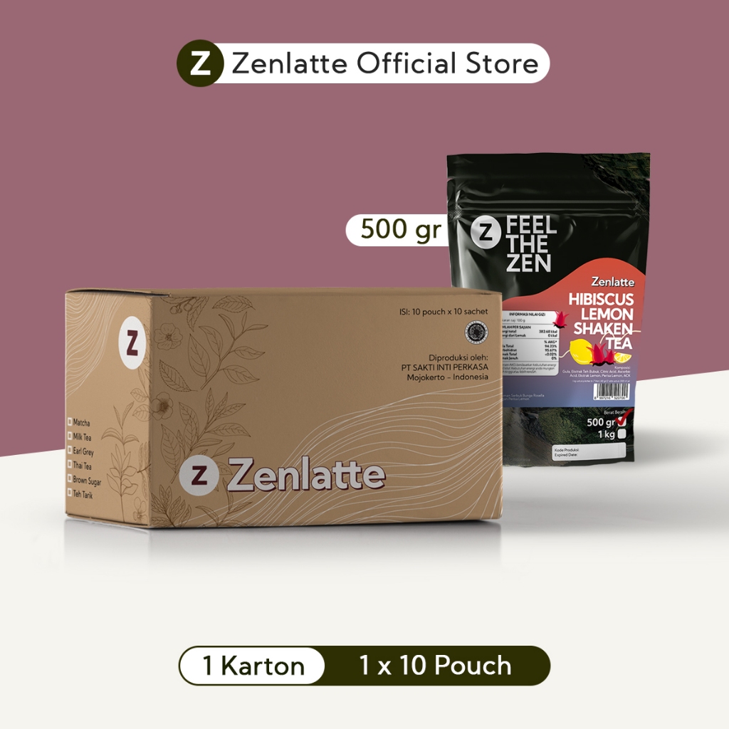 

Zenlatte Hibiscus Lemon Shaken Tea Bag 500gr & 1kg - 1 Karton | Hibiscus Lemon Shaken Tea Powder | Bubuk Hibiscus