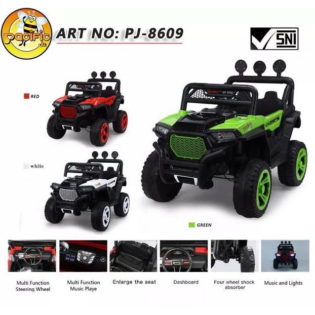 MAINAN MOBIL AKI ANAK PACIFIC 8609 JEEP 12V-7AH 4WD PJ-8609