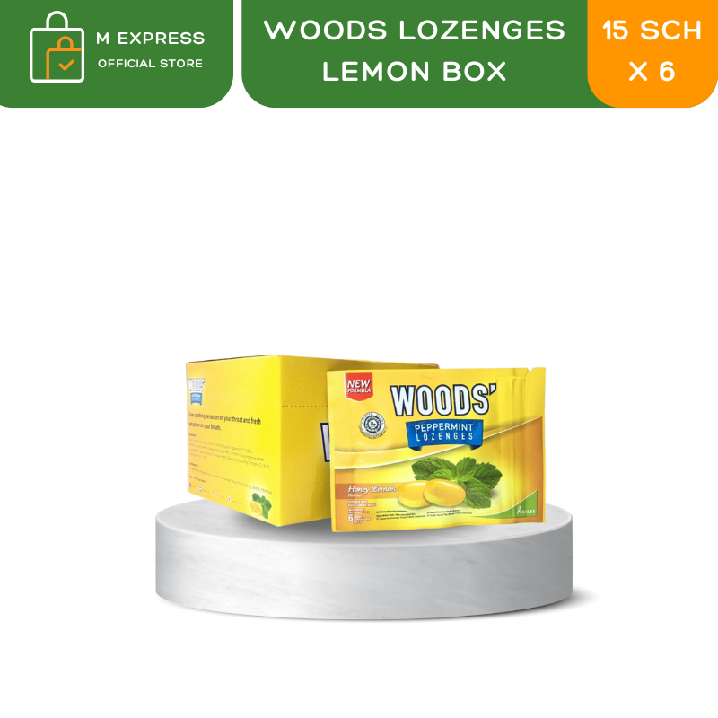 

MEGAMART | Woods lozenges Lemon permen obat batuk pelega tenggorokan 1 box